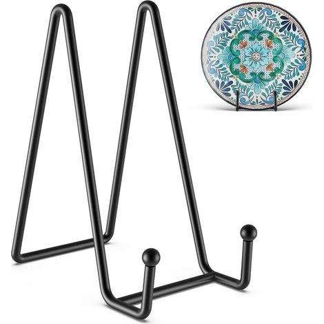 Support Pour Assiettes - 6 Pouces - En Fer Noir - Triangulaire Stable - Pour Vaisselle Disques Vinyles Livres - Lot De 3 (1/5)