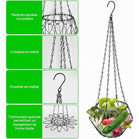 Foldable Hanging Chicken and Vegetable Feeder 40 cm Large Feeder for Chicken Fruit Poultry with 4 Hanging Chains for Feeder (1/4)