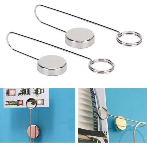 2 Pièces Aimants Muraux Adhésifs en Métal, Support pour Photos et Notes (Couleur Argentée) (1/4)