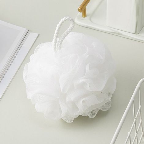 bola espuma malla lavable, esponja ducha lufa colorida limpieza profunda suavización piel, esponja suave exfoliación delicada, color blanco roto (1/5)