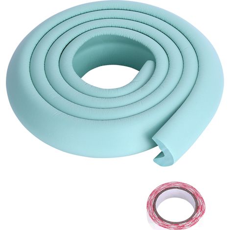 Tira protectora de goma de 2 m para bordes y esquinas de mesas infantiles (verde)