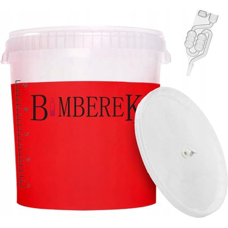Recipiente de fermentación de 33 l con tubo, cubo incoloro. Para vino, cerveza, damajuana. (1/5)