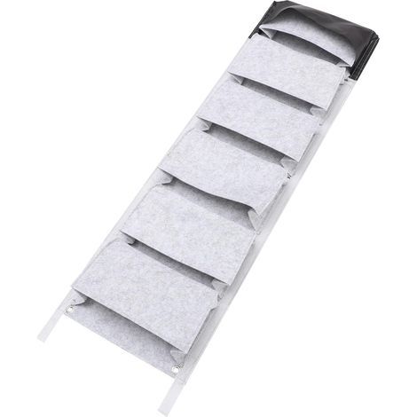 Grey Non Woven Fabric Hanging Wall Planter, 6 Vertical Pockets, Thick, Reusable Growing Pack for Indoor and Outdoor Planting, Gardening Balcony