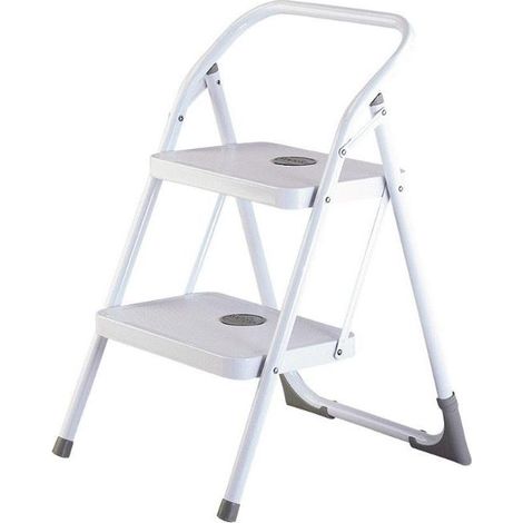 FPLUS taburete esc.2 peld.metal.blan.m/10 , Taburete 2 Peldaños anchos  M-10 Blanco - ROLSER