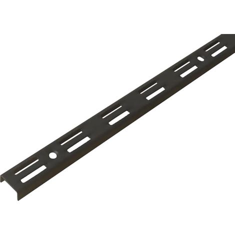Rail crémaillère 1000mm noir mat époxy – Acier laqué anti-UV – Double rangée de trous pour fixation – Pour espaces industriels – Element System