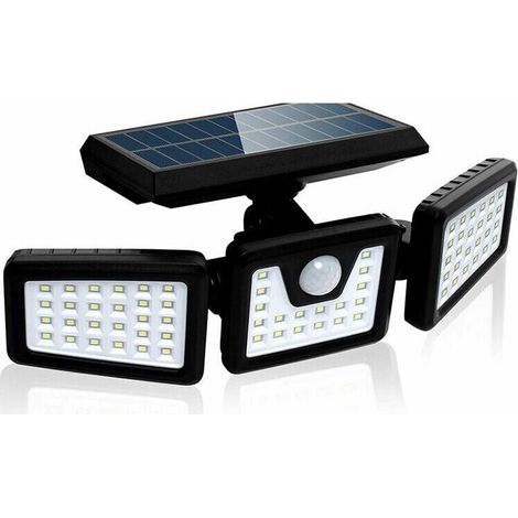 Projecteur Solaire à LED, 70 LEDs Lampe Extérieur Detecteur de Mouvement avec 3 Têtes, Étanche IP67 550LM Spot Solaire Exterieur, BlancFroid 6500K Lumière Solaire Extérieur pour Jardin (1/5)