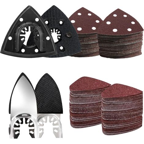 Kit de ponçage multi-outil 104 pièces — Comprend un patin de ponçage triangulaire et du papier abrasif de précision (1/4)