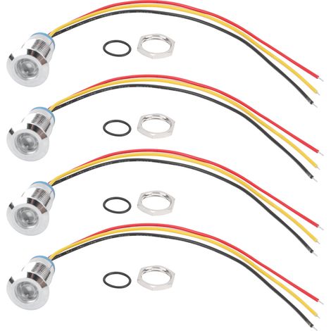 Lot 4 LEDs ronds précâblés 2 couleurs étanches anode commune électrode 12-24V 12mm (Rouge et Jaune) (1/5)