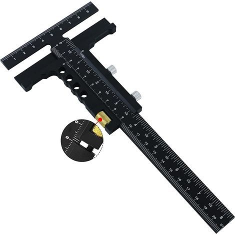 Traceur de charpentier coulissant en T, outil de mesure pour menuiserie, traceur de marquage, jauge de mesure - Aluminium - 229 mm x 90 cm (1/5)