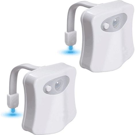 Lot de 2 veilleuses LED capteur de mouvement 8 couleurs pour WC (1/5)