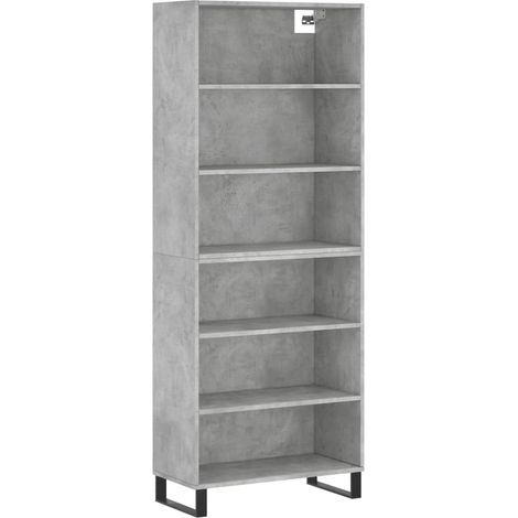 Buffet bahut commode armoire meuble de rangement organisateur cuisine salle de séjour salon 69,5 x 32,5 x 180 cm bois d'ingénierie gris