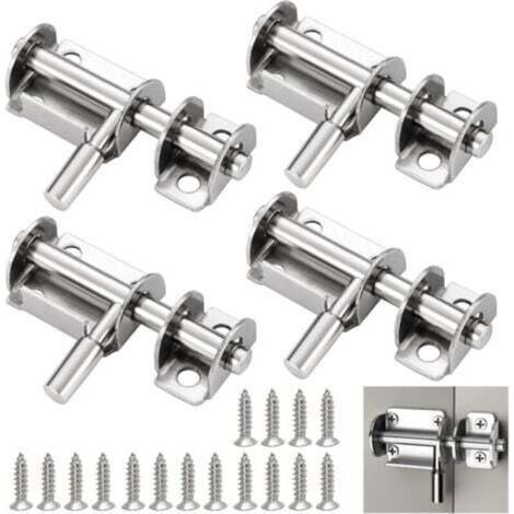 4 Pièces Verrou Targette de Porte, AcierInoxydable Loquet de Porte Coulissant Boulon de Porte Loquet Verrou de Porte Avec Vis, Serrure à Loquet pour Salle de Bain, Toilettes, Jardin, Abri de Jardin (1/4)