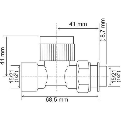 Corps thermostatique droit femelle 1/2" (15/21) - mâle 1/2" (15/21) - (1/5)