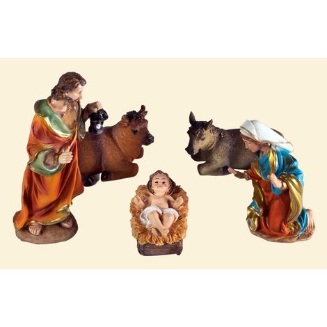 NATIVITA' 5PZ 20CM IN RESINA DECORAZIONI PRESEPE NATALE ADDOBBI FESTE