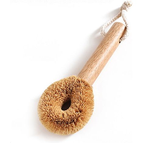 Brosse à vaisselle à manche court, cuisine avec bambou pour le nettoyage des casseroles et des casseroles (1/5)
