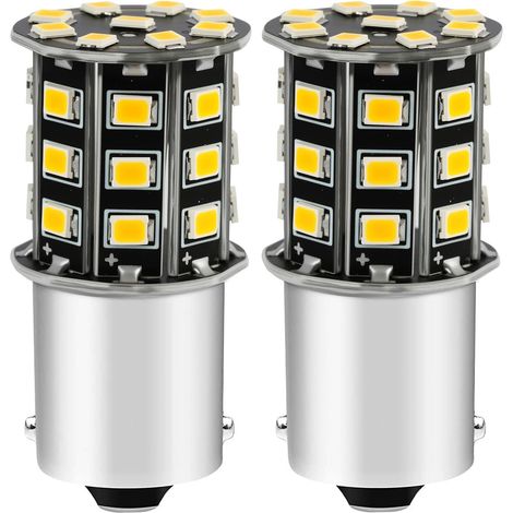 2 Pack P21W Turn Signal LED Bulb, 12V 24V P21W LED 2835 33SMD BA15S Indicator Amber Extremely Bright, 382 for Front Rear Lights Tail Blinkers Replacement for Car Truck RV Motorcycle Trailer Lighting