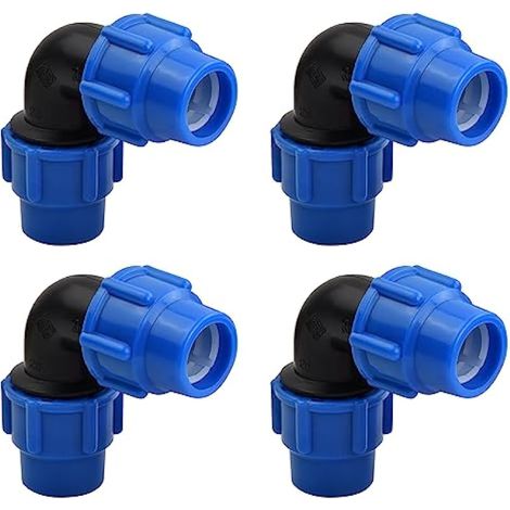 4 coudes à compression à 90° en polyéthylène 25 mm x 25 mm (PP PN16) pour tuyaux PE80 et PE100 (1/5)