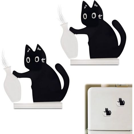 Vaso decorativo magnetico a forma di gatto per frigorifero o scrivania. (1/5)