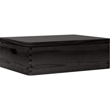 Maison Exclusive - Scatola in Legno Coperchio&Manici Nera 40x30x13cm Legno di Pino