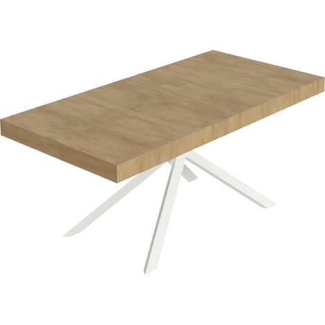 Tavolo Allungabile 180-284x90x74 cm Niket Quercia Natura Gambe Bianche (1/4)