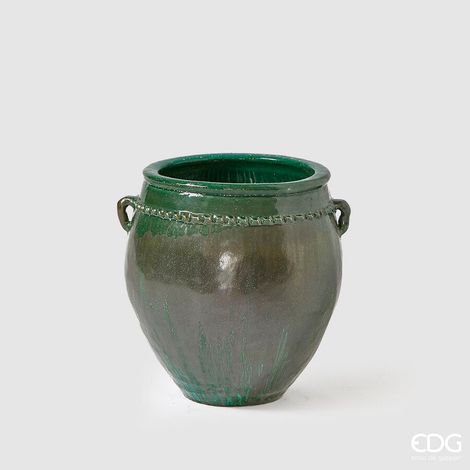EDG Enzo De Gasperi Vaso Fenice Rotondo Bombato Verde Gres