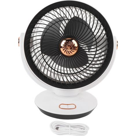 Portable USB air circulation fan with oscillation, 4 speeds and night light for office, bedroom or camping (1/5)