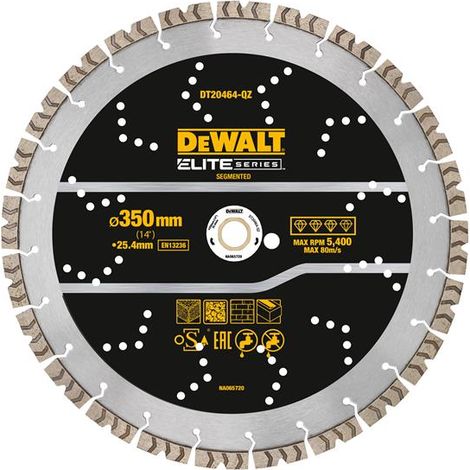 DEWALT Power Tools ELITE SERIES™ All Purpose Diamond Segmented Wheel 350 x 25.4mm (1/2)