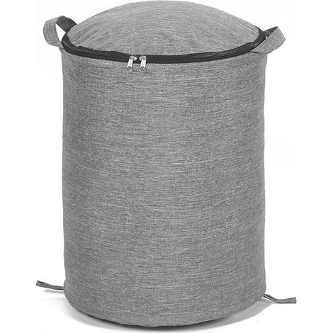Seau Rangement Jouets avec Tapis Jeu Amovible 13.3x16.5 Inch – Bac Tissu Pliable Organisateur Blocs Construction Peluches, Gris (1/5)