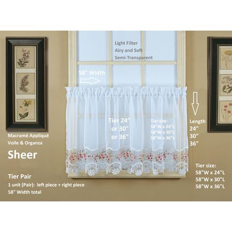 Curtain, Étagère Vintage en Organza pour macramé, 61 cm, Blanc/Rose, 147,3 x 61 cm (l x L) (1/5)