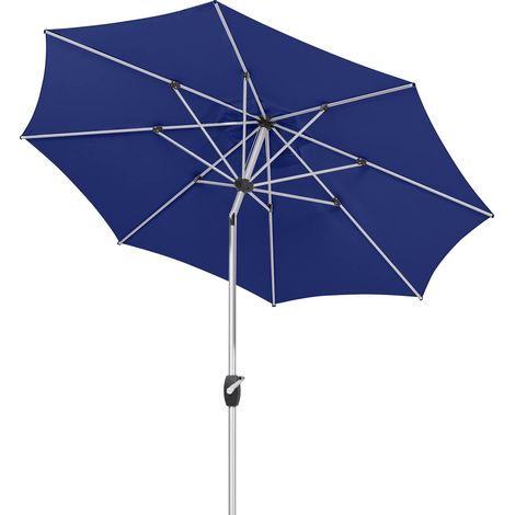 Parasol Venise Bleu 270 cm Rond Armature Aluminium Toile Polyester 4,9 kg, bleu, 270 cm Ø, Moderne (1/5)