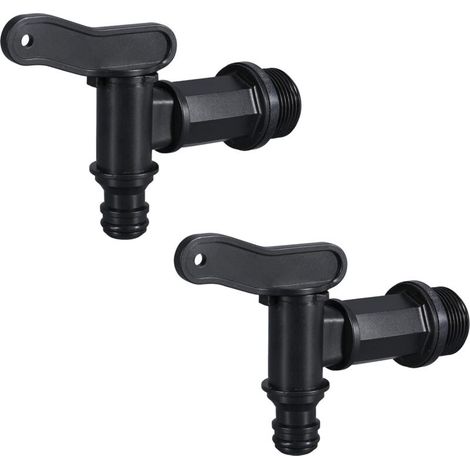 Robinet cuve Plastique,Adaptateur de boîte de Rangement d'eau IBC,Adaptateur Robinet Tuyau arrosage,pour recuperateur Eau de Pluie, avec Joint, Contre-écrou et raccord de Robinet, 3/4" (2PCS)