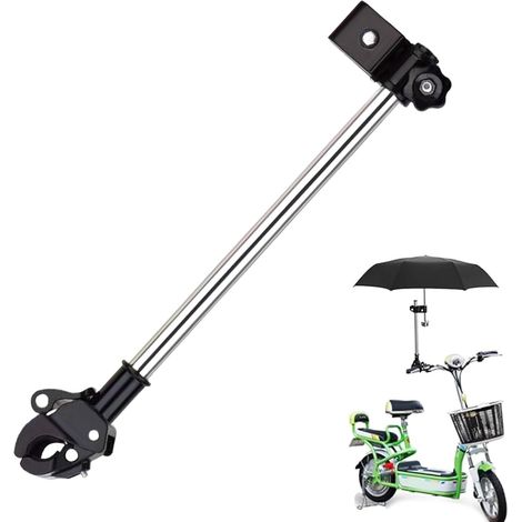 Support de parasol universel à dégagement rapide pour vélo, vélo électrique, poussette et fauteuil roulant - Tige en acier inoxydable, pince pour tubes 22-32 mm, résistant aux intempéries (1/5)