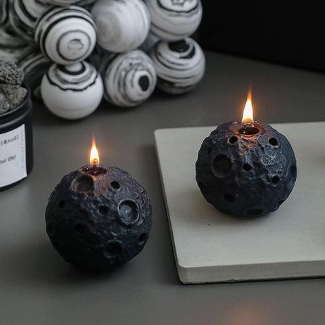 Mondkerze 2er Set Sojawachs Deko Duftkerze Agarholz Geschenkidee
