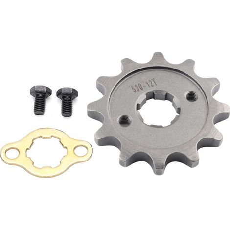 Pignon d'entraînement avant 17 mm/30 mm avec matériel de montage, acier allié, 12 dents, convient pour chaîne 530. (1/5)