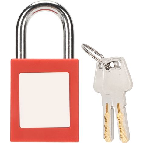 Lucchetto di sicurezza da 25 mm con 2 chiavi, in ottone isolante e nylon, ideale per ambienti industriali.