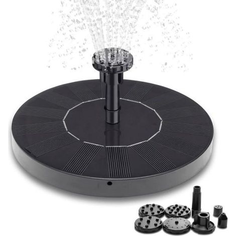Fontaine en solde d'été - Fontaine solaire / Fontaine à eau à cellule solaire - 16 cm Noir (1/5)