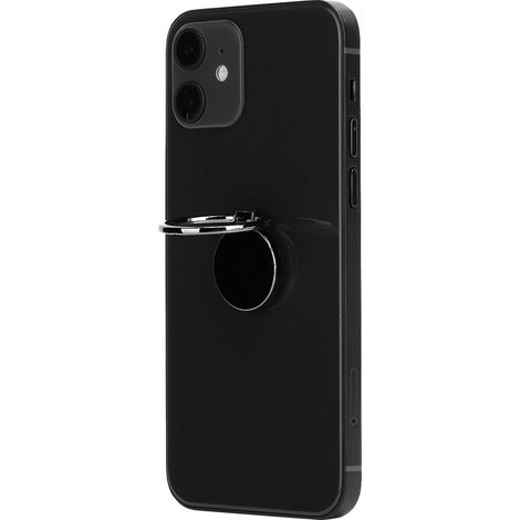 Magnetische Autohandyhalterung mit 360° drehbarem Fingerring, glänzend schwarzes Metall