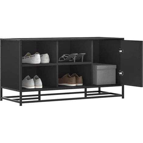 Schuhbank Schwarz 100x40x53,5 cm Holzwerkstoff und Metall