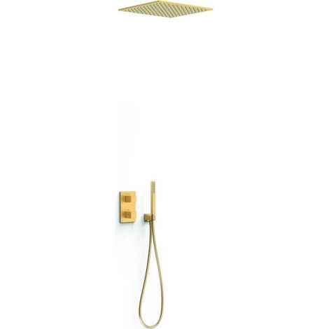 Kit robinet thermostatique encastré 2 voies pour douche Therm-box Or Mat 24K - TRES 00635005OM