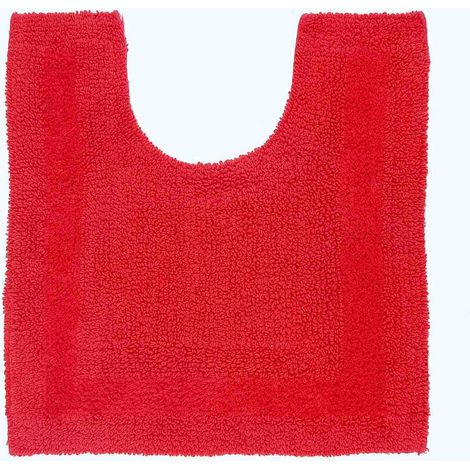 HOMESCAPES Luxury Reversible Cotton Pedestal Mat - Red