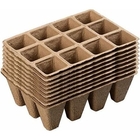 10 Paquets de 120 cellules Pots de graines dégradables Pots de graines en Fibre pour semis ,diamètre : 5 cm, Beige (1/4)