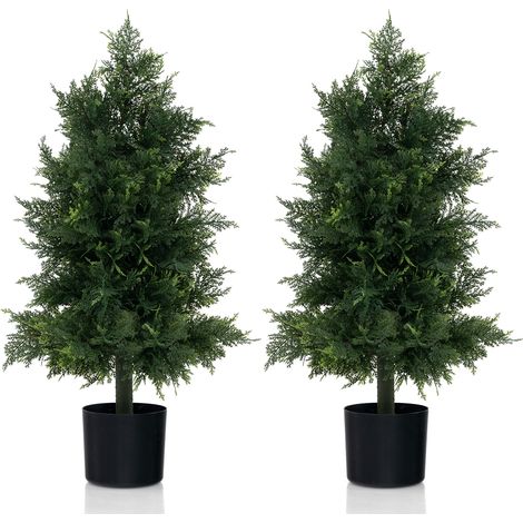 Arbre Artificiel de Pin 80CM avec Pot en Plastique, Faux Cèdre Topiaire avec Feuille Résistante, Fausse Plante Décorative Intérieur Extérieur (1/5)