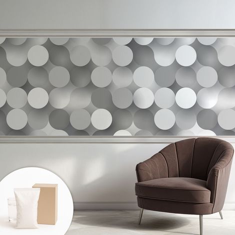 Carta Da Parati - Mural - Con Sala Da Pranzo - Camera Da Letto - Cameretta - Con Colla Gratuita Cerchi grigi 250x104 cm (1/5)