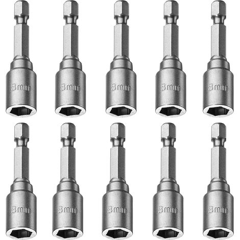 10 Pièces Douille Visseuse, 8mm Magnétique, Hexagonale, Universel, Pour Perceuse à Main, Tournevis Électrique, Clé à Douille (1/5)