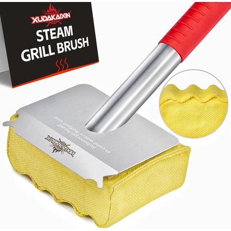 Filiyano-Brosse pour gril sans balais, tampon ondulé en fibre d'aramide parfaitement adapté aux grilles en fonte/acier inoxydable, grattoir (1/5)