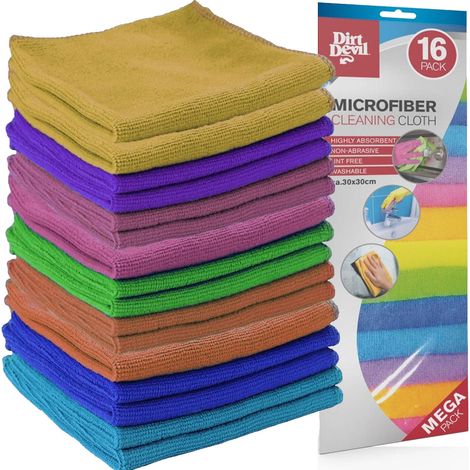 Mega Pack Confezione 16 Panni in Microfibra 30x30 cm Multiuso Multisuperficie (1/5)