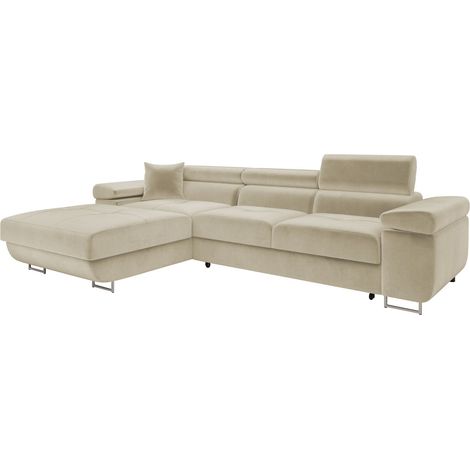 Sofá rinconero Comfivo Vinetum II, Polo 872, Función de descanso, Almacenaje, 280x170x70cm, 0