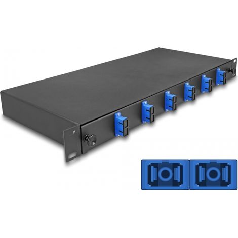 Delock Caja de empalme de fibra Ã³ptica de 19 6 x SC Duplex OS2 1U completamente montada lista para empalmar