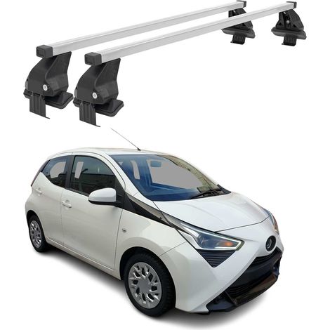 OMAC Dachträger Querträger Stahl für Toyota Aygo II 2014-2022 – Abschließbar – City-Crash-getestet – DIN 75302:2019 – ISO/PAS 11154:2006 – Max. 50 kg Silber (1/5)
