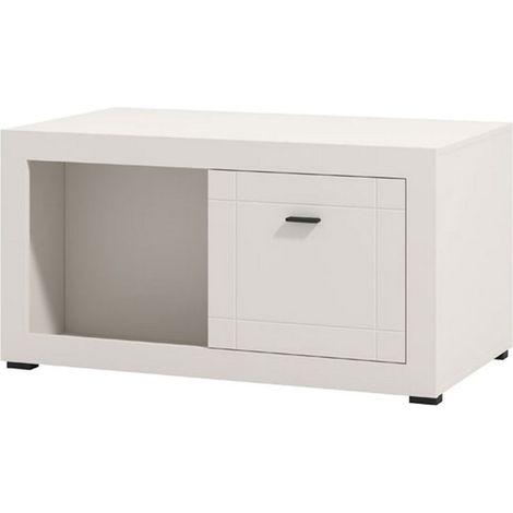 Couchtisch Vervio, 3 Fächer, rechteckig, Platte aus veredeltem Holz, 101x58x53,5 cm, Weiß